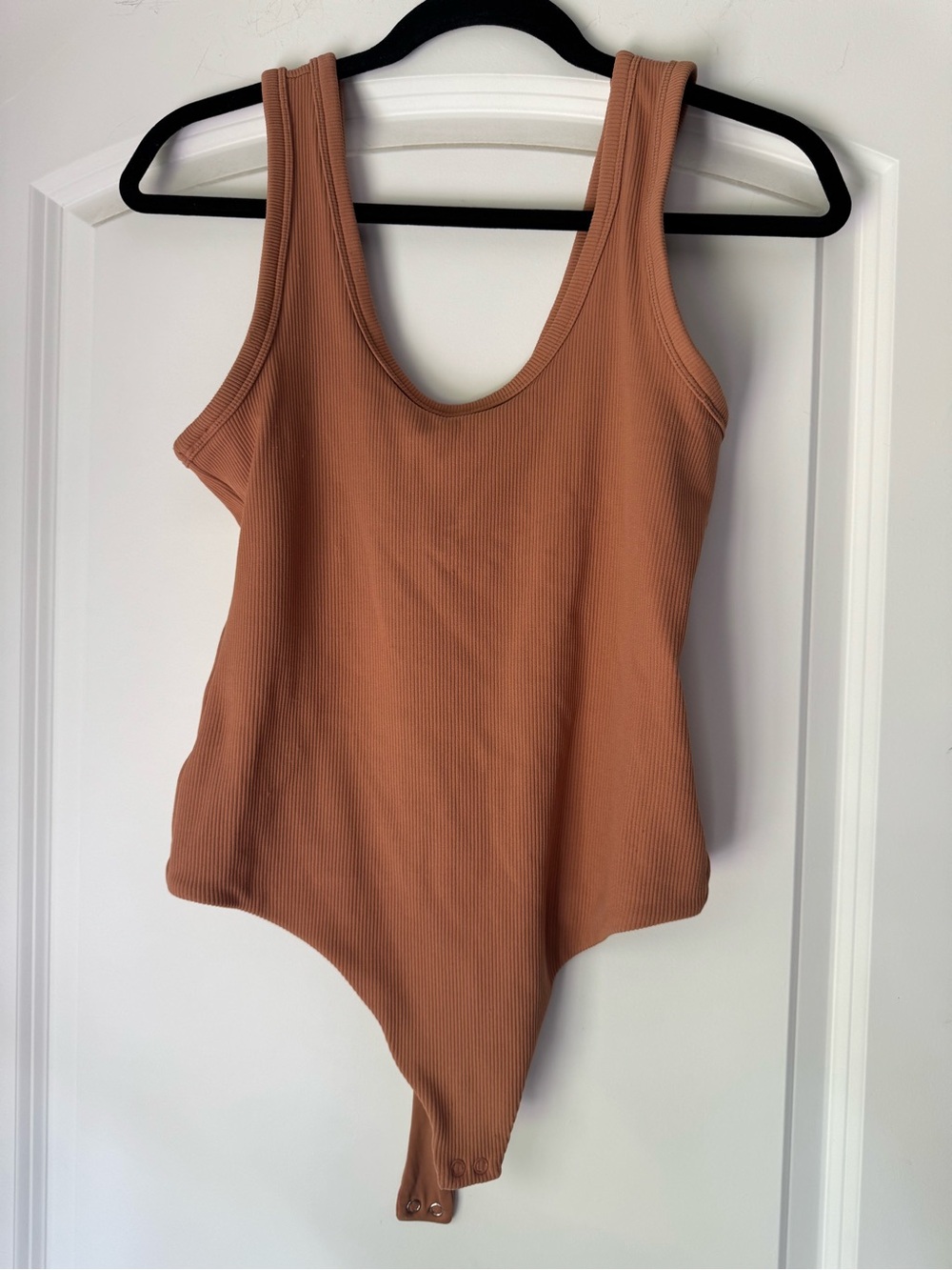 NUUDS Ribbed Tank One-Piece Bodysuit in Rust, Size Medium *worn once